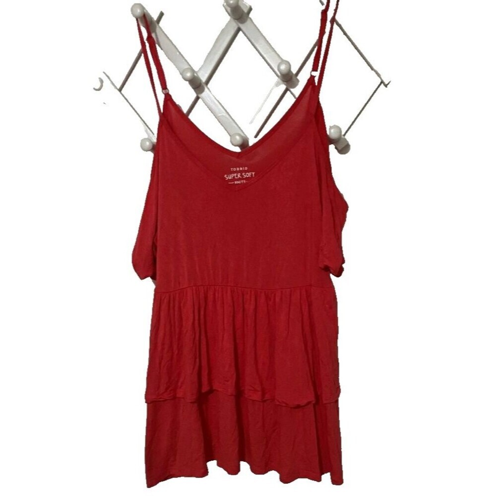 Torrid Women’s Plus Size‎ 2 Super Soft Knit Cold Shoulder Ruffle Cami Tank Top